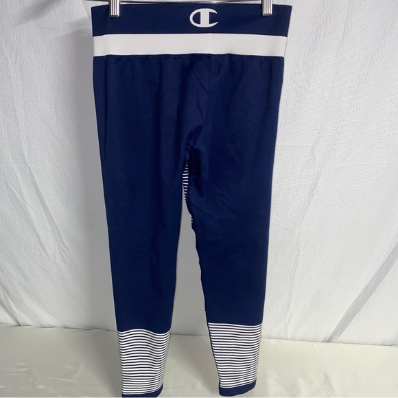 Champion Navy Blue/White Striped Cropped Legging, Size Large - Picture 4 of 11
